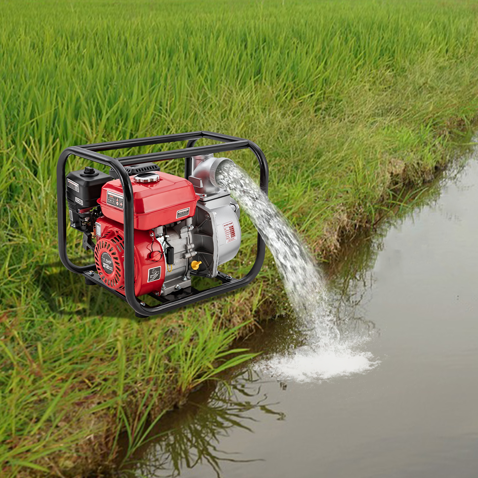 7.5 HP 3" Gas Powered 4 Stroke Single Cylinder Air Self-Priming Semi-Garbage Water Pump Gasoline Powered Water Transfer Pump 7.5 HP 3" Gas Powered 4 Stroke Single Cylinder Air Self-Priming Semi-Garbage Water Pump Gasoline Powered Water Transfer Pump