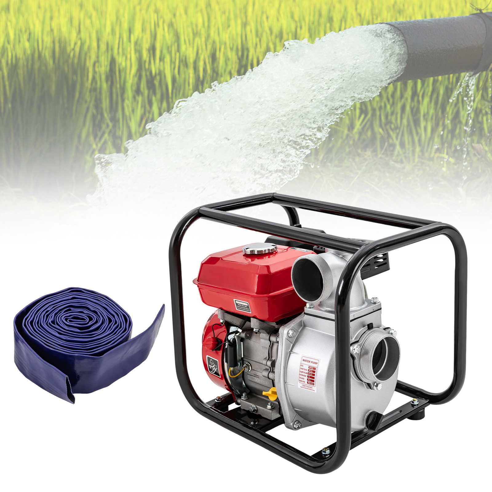7.5 HP 3" Gas Powered 4 Stroke Single Cylinder Air Self-Priming Semi-Garbage Water Pump Gasoline Powered Water Transfer Pump 7.5 HP 3" Gas Powered 4 Stroke Single Cylinder Air Self-Priming Semi-Garbage Water Pump Gasoline Powered Water Transfer Pump