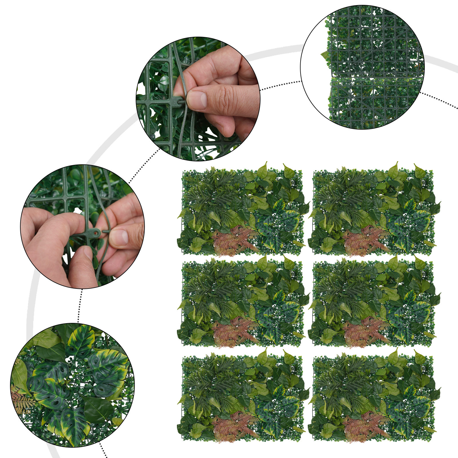 Artificial Boxwood Panels 6pcs Artificial Hedge Panels 40x60cm Boxwood Plant Panels Green Artificial Plants Hedge Fence