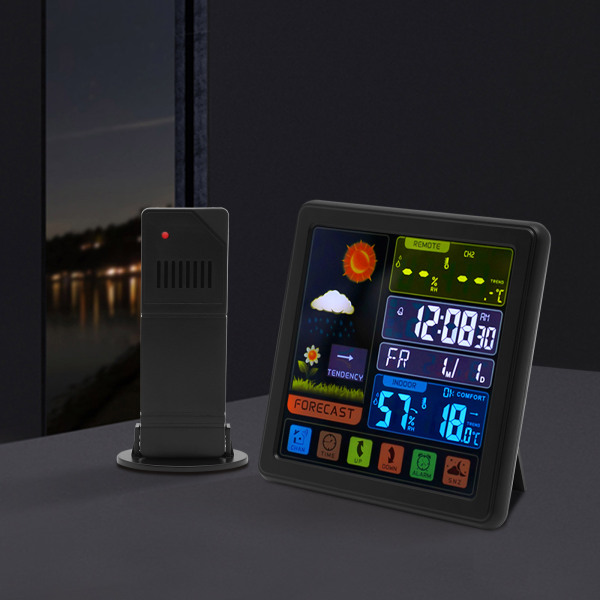 Weather Station Thermometer Wireless Temperature and Humidity Monitor with Battery Powered Sensor
