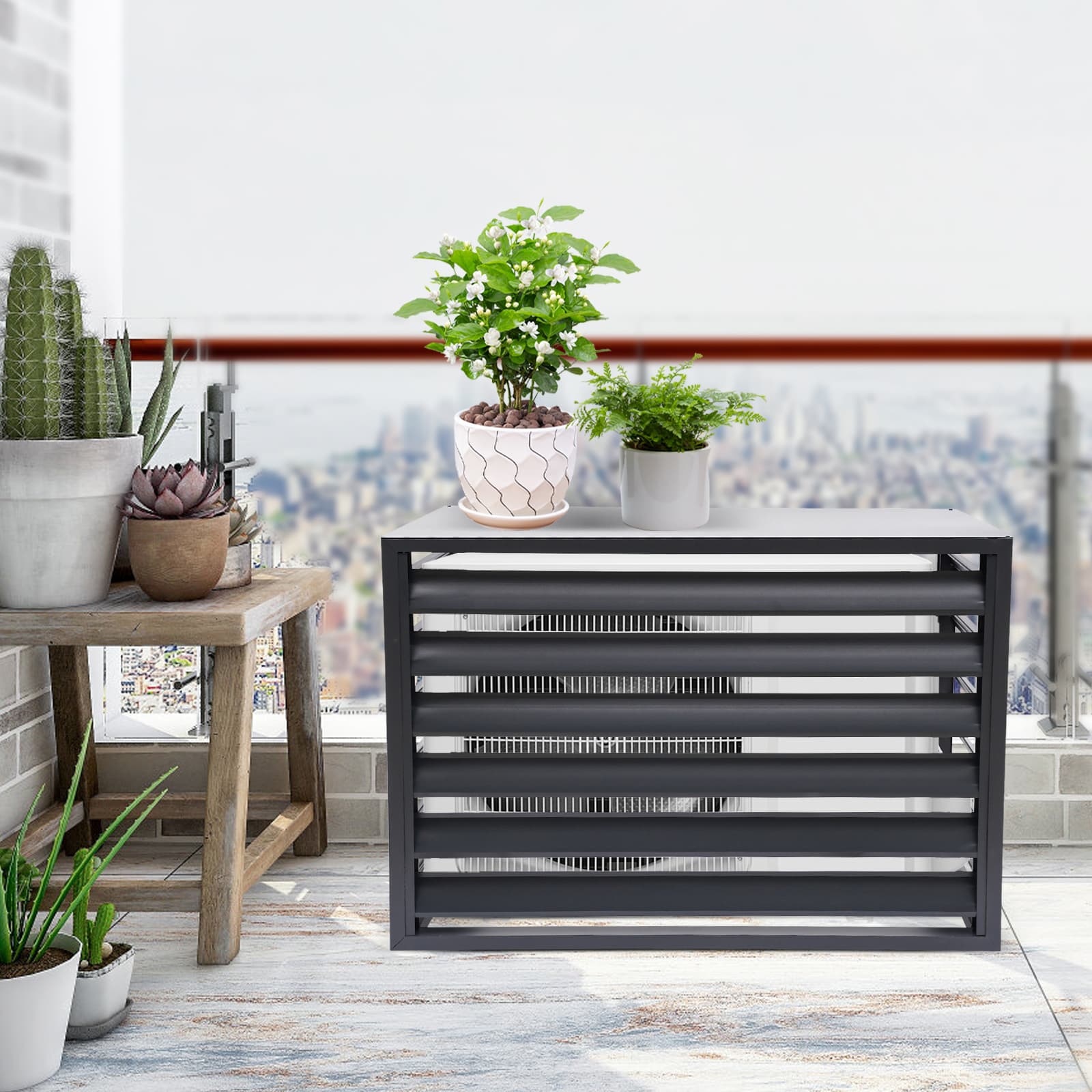 Air conditioning fence 1.5P four sides 100x70x50-dark gray  Air Conditioner Fence Screen, Air Conditioner Privacy Screen