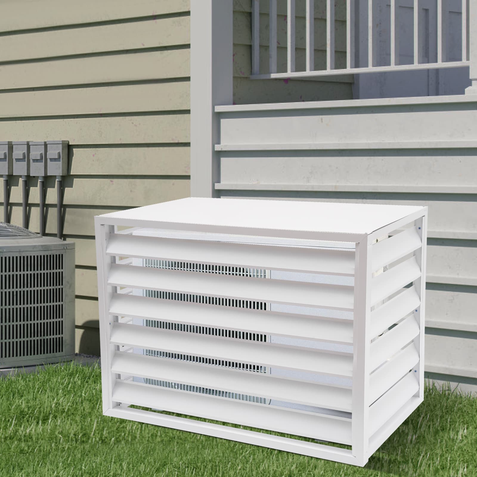 Air conditioning fence 1.5P four sides 100*70*50-white air Conditioner Fence Screen, Air Conditioner Privacy Screen, Air Conditioner Screen Air conditioning fence 1.5P four sides 100*70*50-white air Conditioner Fence Screen, Air Conditioner Privacy Screen, Air Conditioner Screen