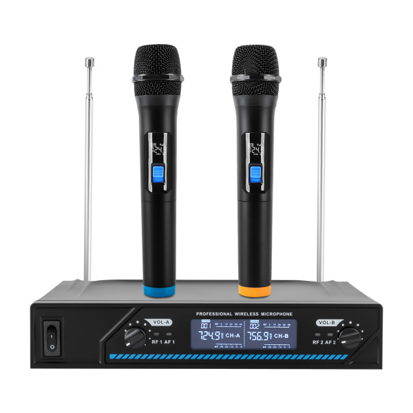Wireless Microphone Kit Professional 2 Channel Karaoke Microphone for Church Party Singing For Conferences Presentations