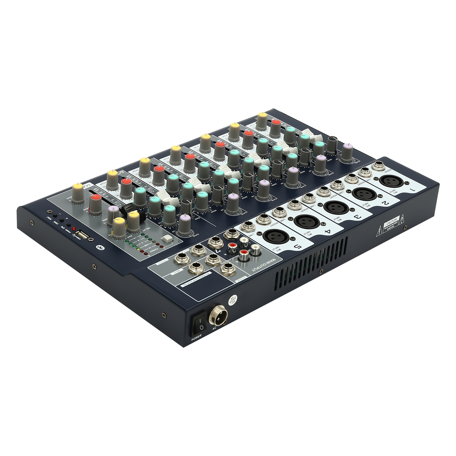 Professional Mixer 7-channel Sound Mixer Audio Powered Mixer 7-channel Sound Console Campus Activities Conferences Bars Black