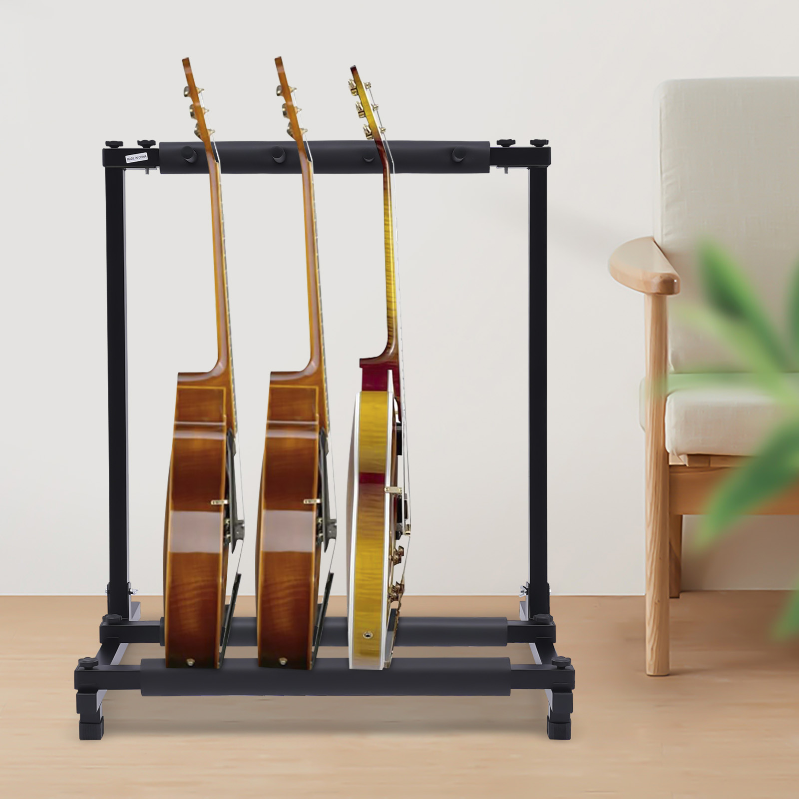 3-fold guitar stand, Multi-guitar stand, Detachable design, 62.5*47*73 cm, Black 3-fold guitar stand, Multi-guitar stand, Detachable design, 62.5*47*73 cm, Black