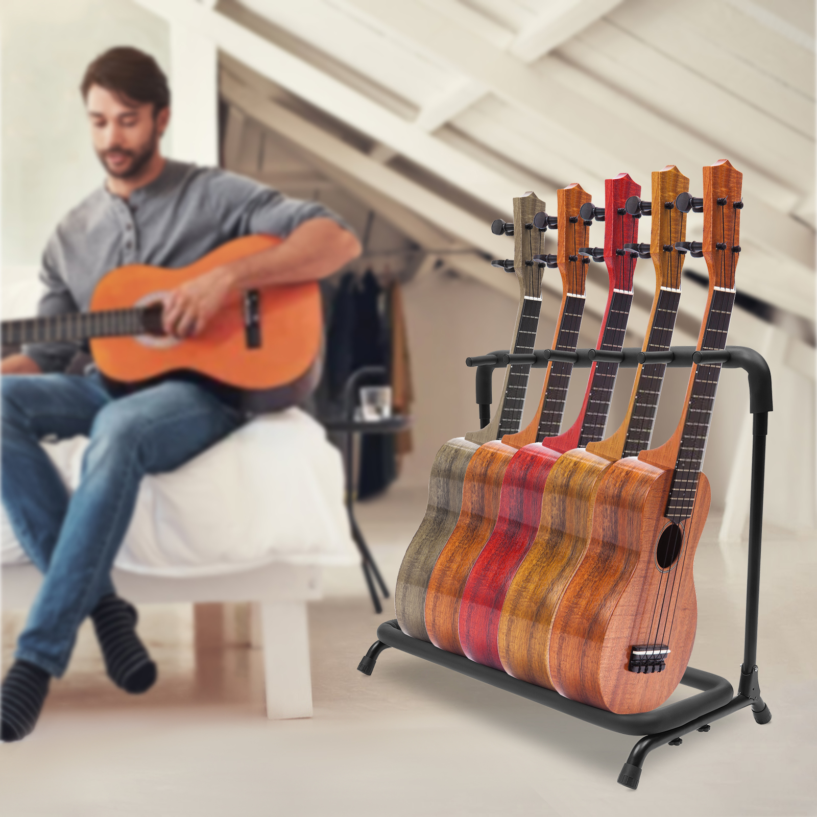 Guitar stand Guitar stand Bass stand, Metal stand, Universal banjo stand, 74*40*67cm, Black