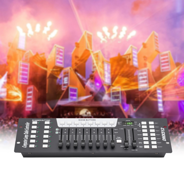 Dmx512 Stage Light Console 192 Ideal For Djs Stages Discos Nightclubs Ktvs Parties Bars Weddings Black 18.97*5.2*2.76inch DC12V 2A