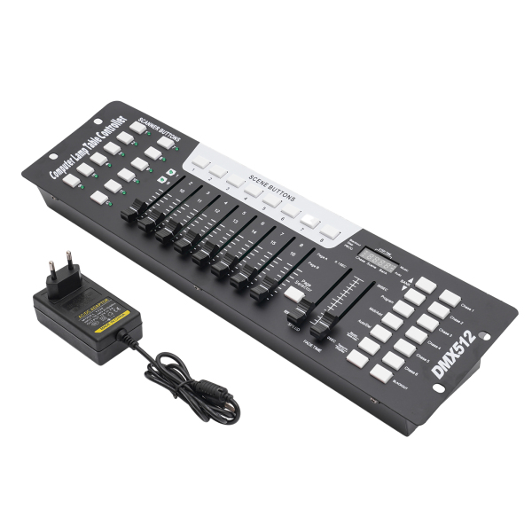 Dmx512 Stage Light Console 192 Ideal For Djs Stages Discos Nightclubs Ktvs Parties Bars Weddings Black 18.97*5.2*2.76inch DC12V 2A
