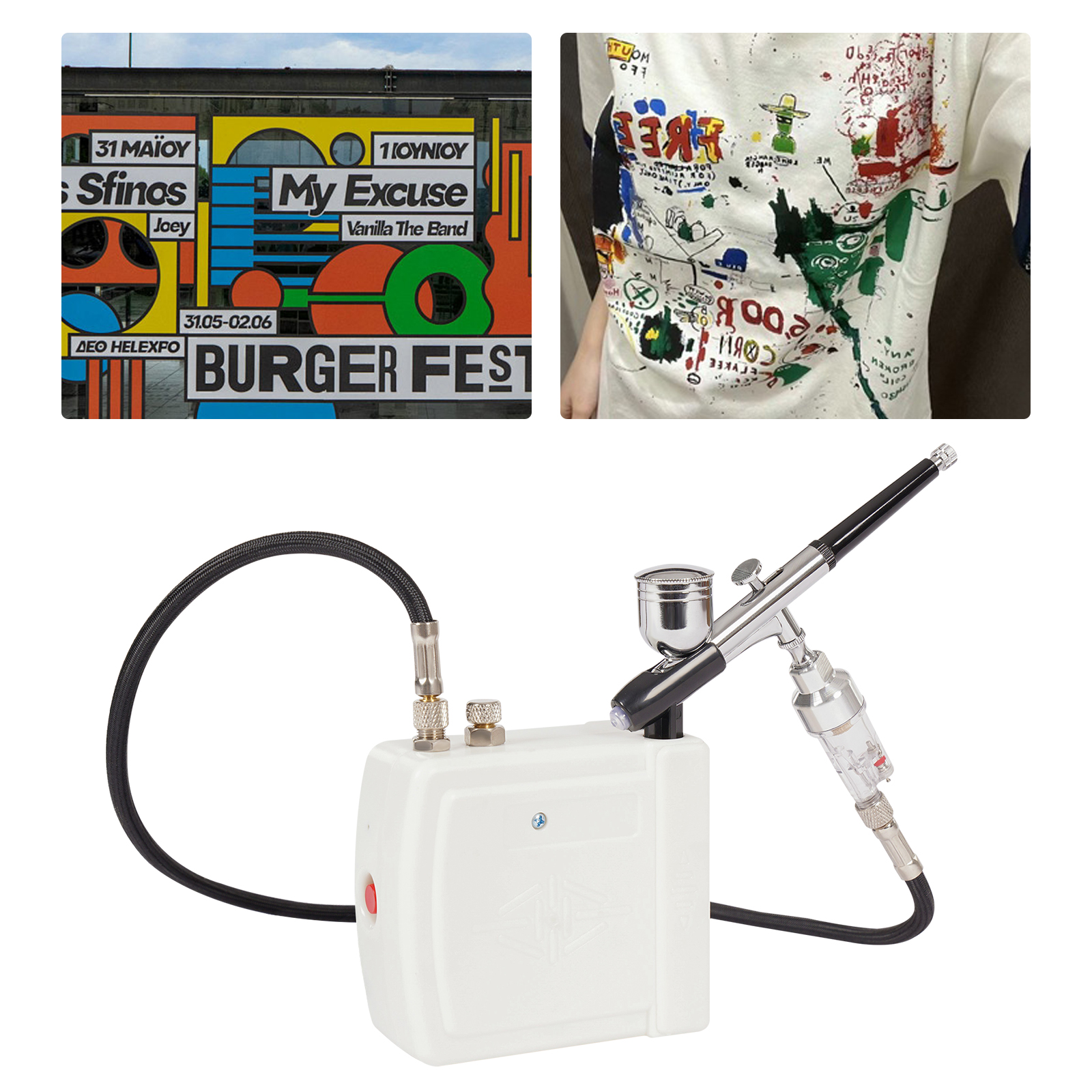 Airbrush Compressor Kit, Air Brush Set, Mini Airbrush Compressor Kit - White