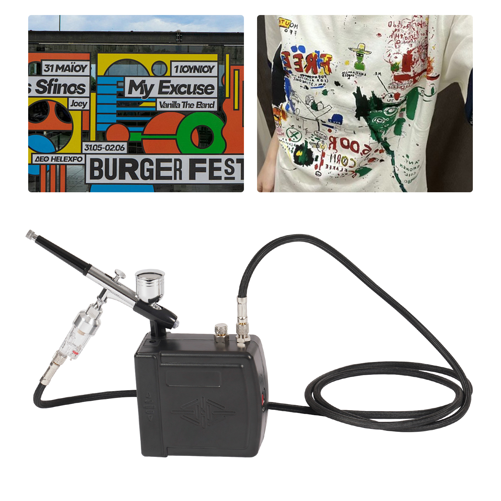 Airbrush Compressor Kit, Air Brush Set, Mini Airbrush Compressor Kit - Black Airbrush Compressor Kit, Air Brush Set, Mini Airbrush Compressor Kit - Black