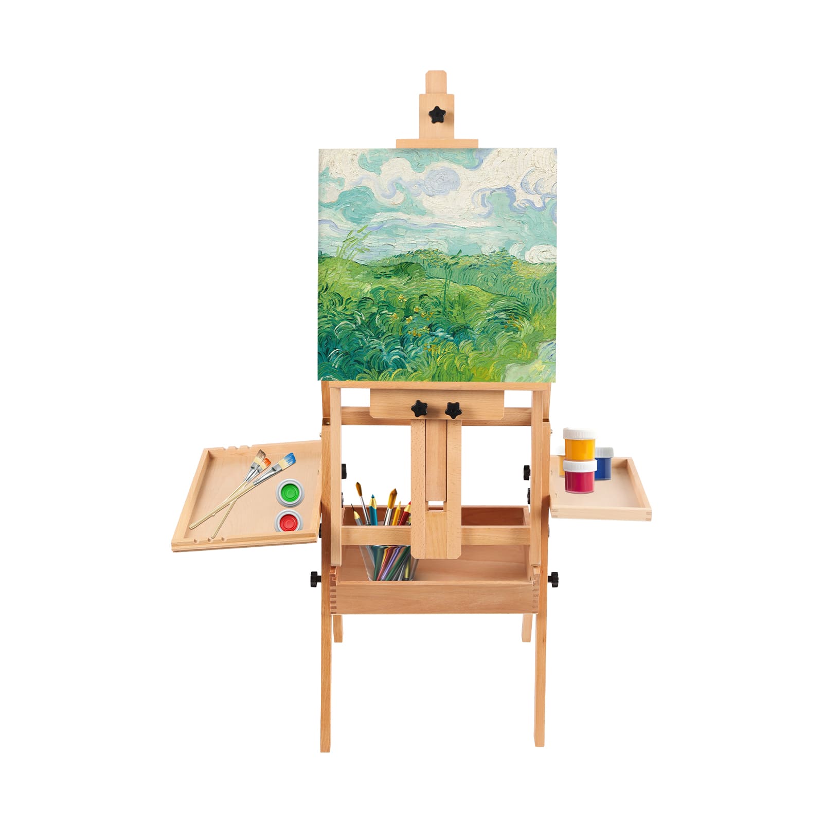 Adjustable painting board stand, wooden painting stand with storage tray, ideal for art activities in the classroom, outdoor painting, etc.