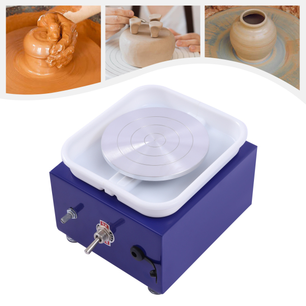 Mini Ceramic Lathe, Electric Ceramic Lathe, Rotary machine 2000RPM with removable ABS bowl, Blue
