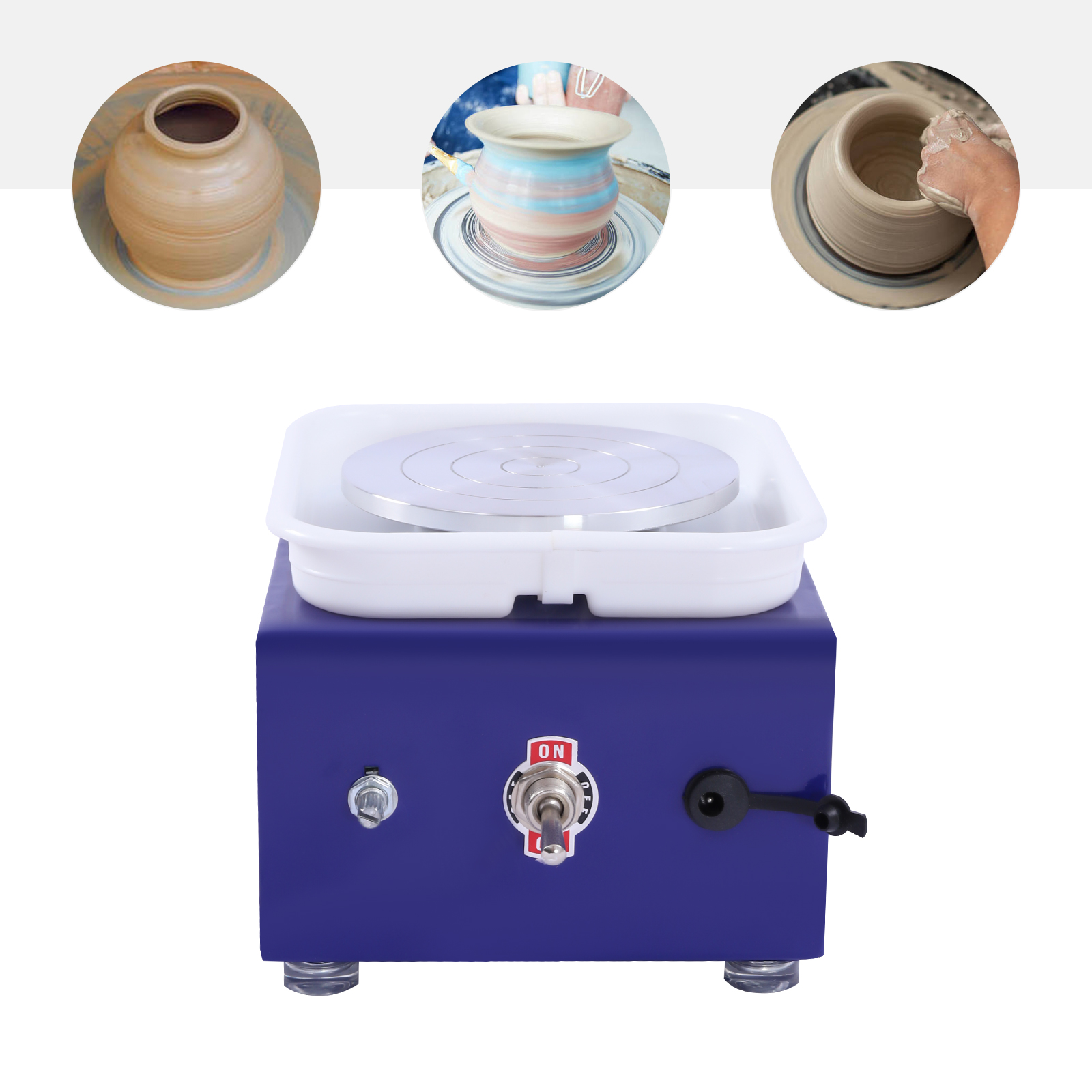 Mini Ceramic Lathe, Electric Ceramic Lathe, Rotary machine 2000RPM with removable ABS bowl, Blue Mini Ceramic Lathe, Electric Ceramic Lathe, Rotary machine 2000RPM with removable ABS bowl, Blue