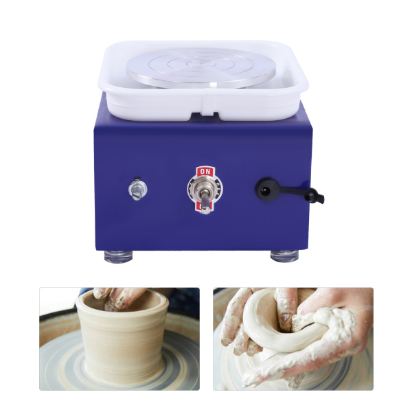Mini Ceramic Lathe, Electric Ceramic Lathe, Rotary machine 2000RPM with removable ABS bowl, Blue