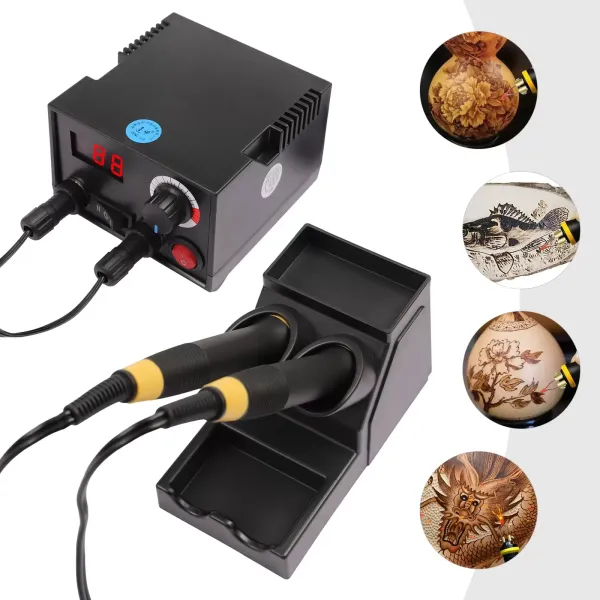 220V Adjustable Temperature Pyrography Kit with 20 Pyrography Wire Tips (Double Pen) 220V Adjustable Temperature Pyrography Kit with 20 Pyrography Wire Tips (Double Pen)