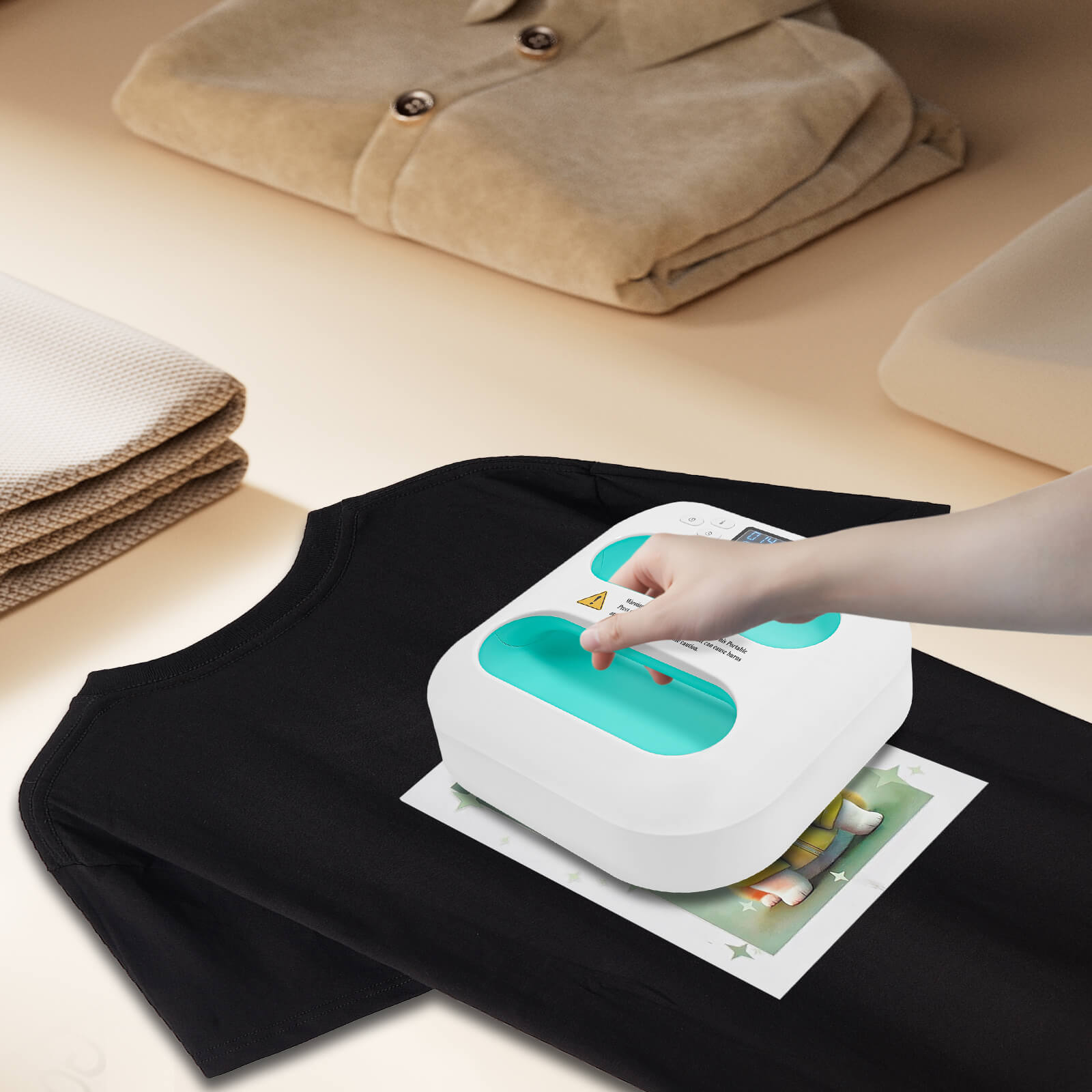Green Heat Plotter, Mini Heat Press Machine, Portable Heat Press, with Timepiece, Temperature Range: 85-205℃