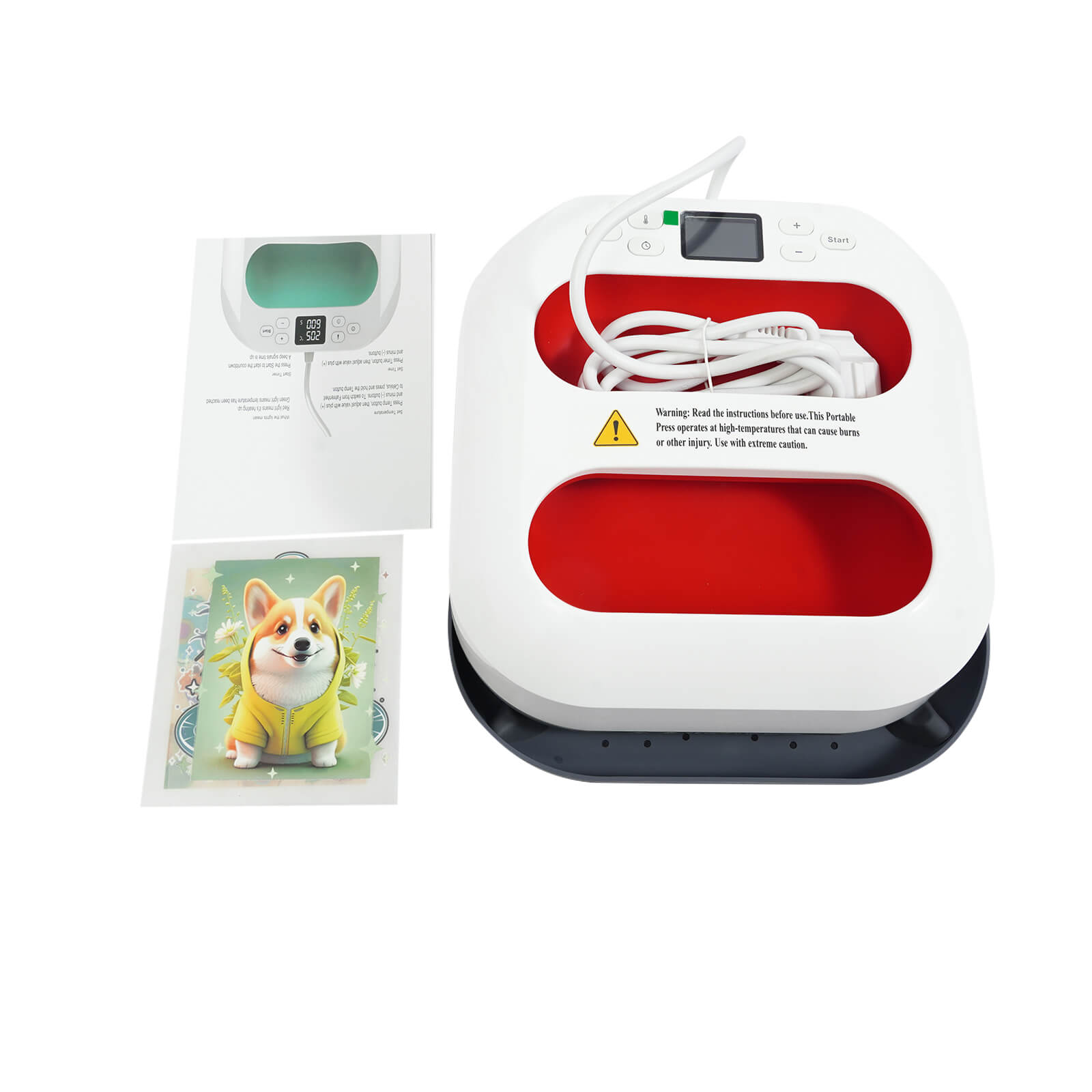 Red Heat Plotter, Mini Heat Press Machine, Portable Heat Press, with Timepiece, Temperature Range: 85-205℃