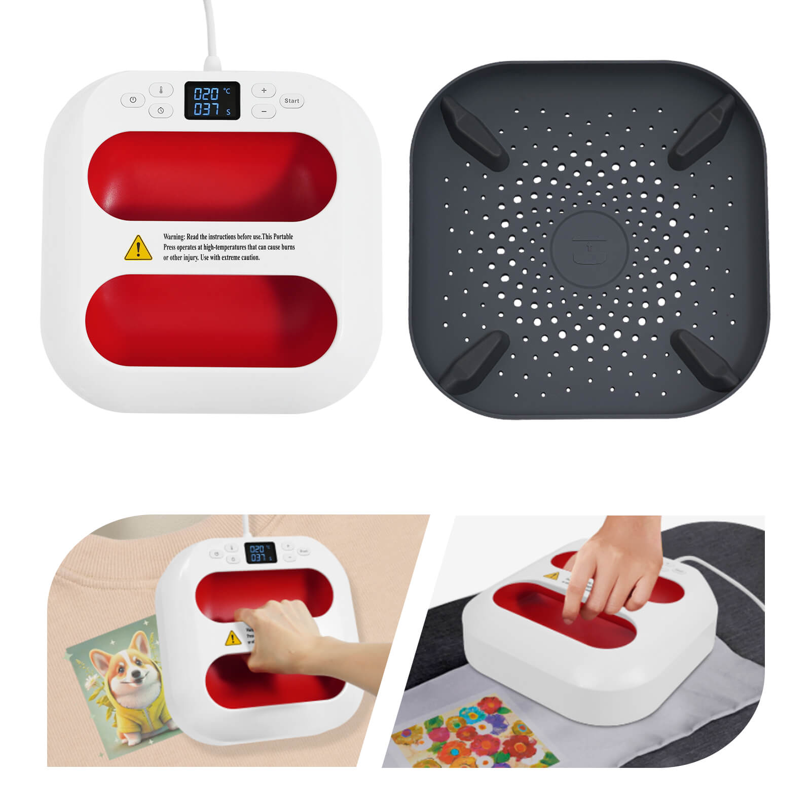 Red Heat Plotter, Mini Heat Press Machine, Portable Heat Press, with Timepiece, Temperature Range: 85-205℃ Red Heat Plotter, Mini Heat Press Machine, Portable Heat Press, with Timepiece, Temperature Range: 85-205℃