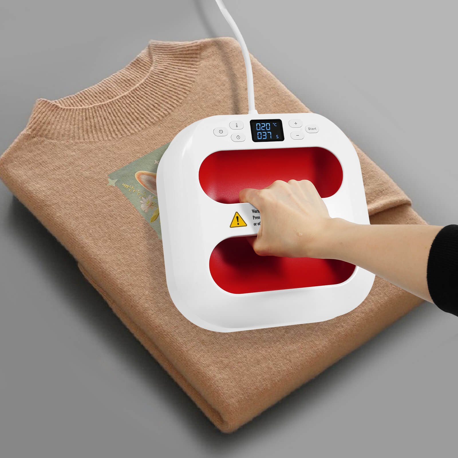Red Heat Plotter, Mini Heat Press Machine, Portable Heat Press, with Timepiece, Temperature Range: 85-205℃ Red Heat Plotter, Mini Heat Press Machine, Portable Heat Press, with Timepiece, Temperature Range: 85-205℃