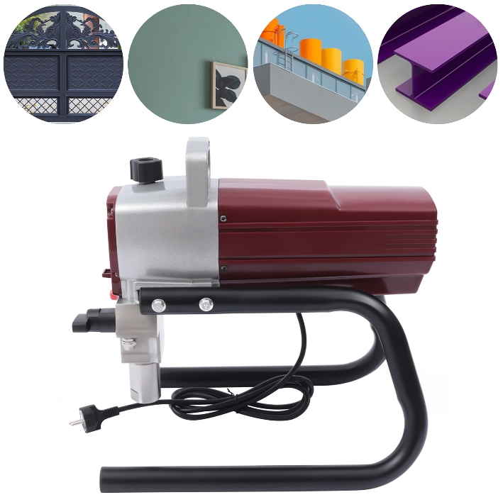 1800W 220V Airless Paint Sprayer with Adjustable Spray Pressure and Hose for Wall Ceiling Wood Adjustable Spray Pressure Red