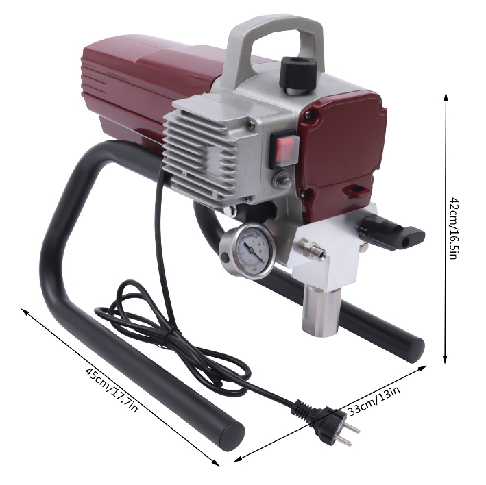 1800W 220V Airless Paint Sprayer with Adjustable Spray Pressure and Hose for Wall Ceiling Wood Adjustable Spray Pressure Red 1800W 220V Airless Paint Sprayer with Adjustable Spray Pressure and Hose for Wall Ceiling Wood Adjustable Spray Pressure Red