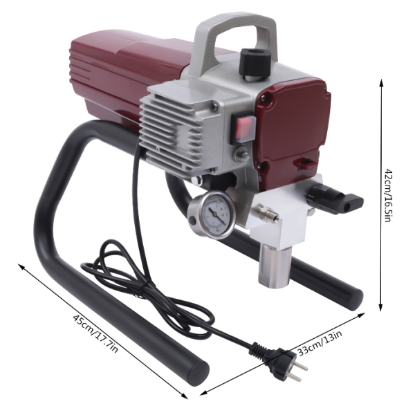 1800W 220V Airless Paint Sprayer with Adjustable Spray Pressure and Hose for Wall Ceiling Wood Adjustable Spray Pressure Red