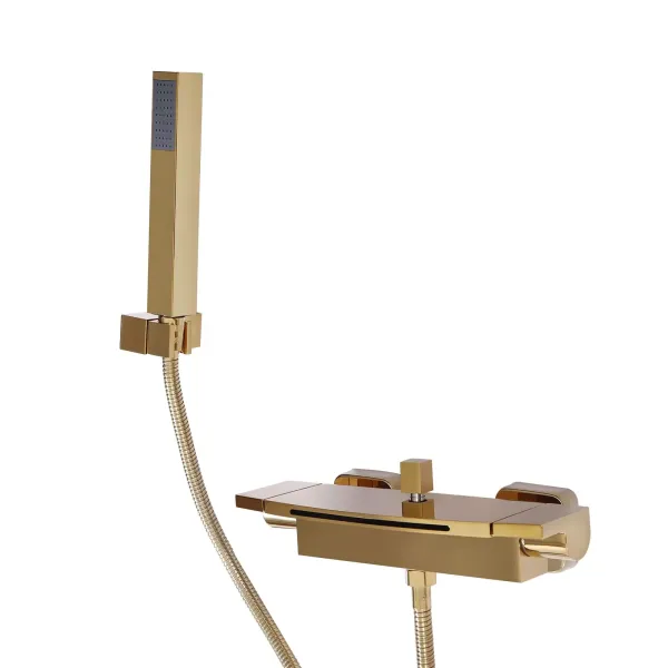 Waterfall Cold Bath Tub Faucet Bathtub Faucet Shower Mixer Tap Gold Brass