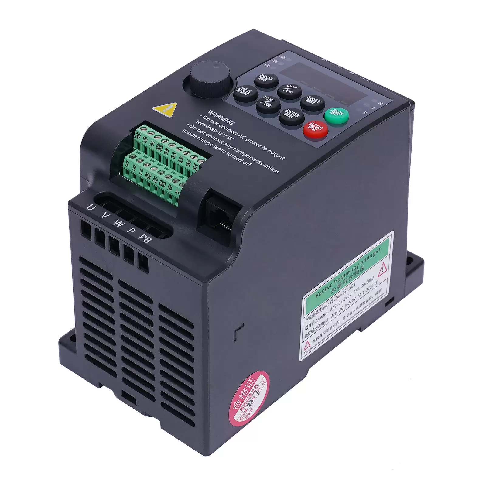 AC 220V/1.5KW 2HP 7A CNC VFD converter single phase to 3 phase for spindle motor speed control