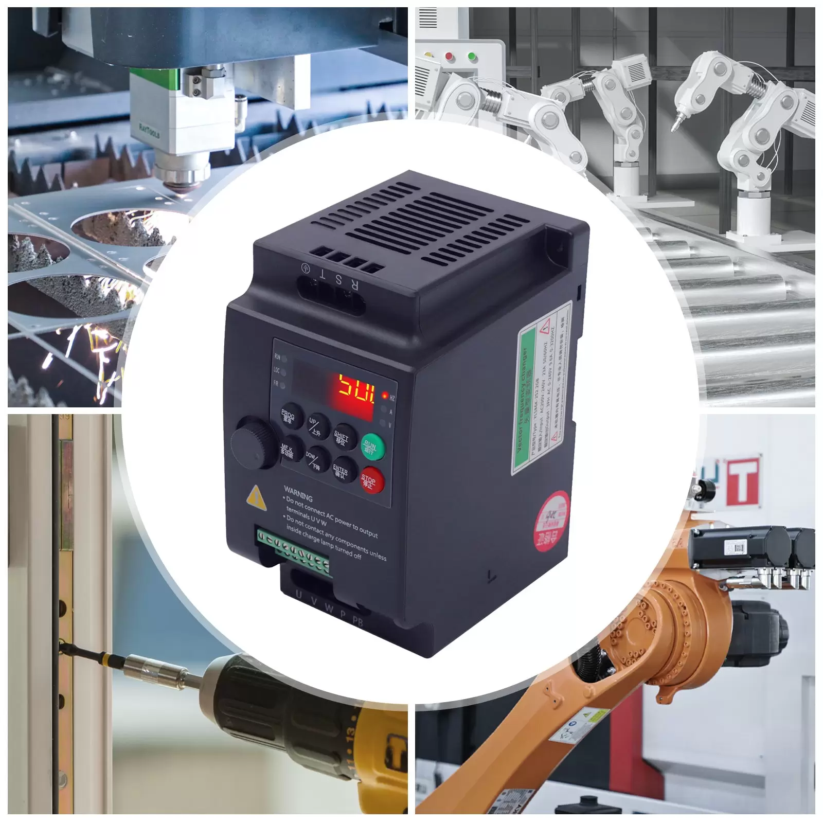 Variable Frequency Drive, AC 220V/2.2KW 3HP 10A CNC VFD Converter Single Phase to Three Phase for Spindle Motor Speed Control